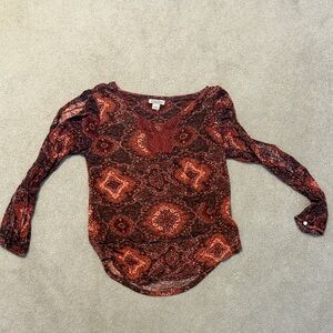 Lucky Brand Red Paisley Blouse